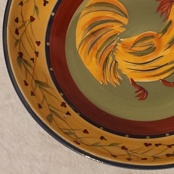 222 Fifth Rooster Serving Bowl approx 9" X 2'" - Picture 4 of 9